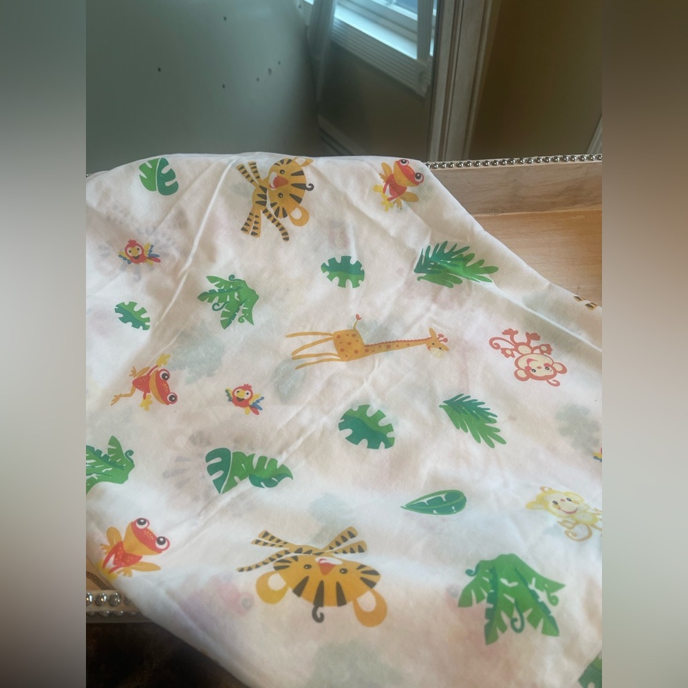 Toddler Bed Sized Jungle Themed Flat Mattress Sheet